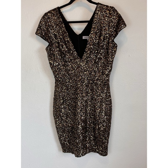 Dress the Population Dresses & Skirts - Dress The Population Black/Gold Sequin Holiday Christmas Mini Dress XL